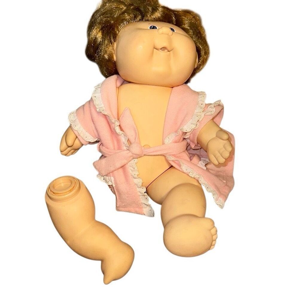 1987 Cabbage Patch Kids SPLASHIN’ KIDS Hard Body Doll Light blonde Blue Robe